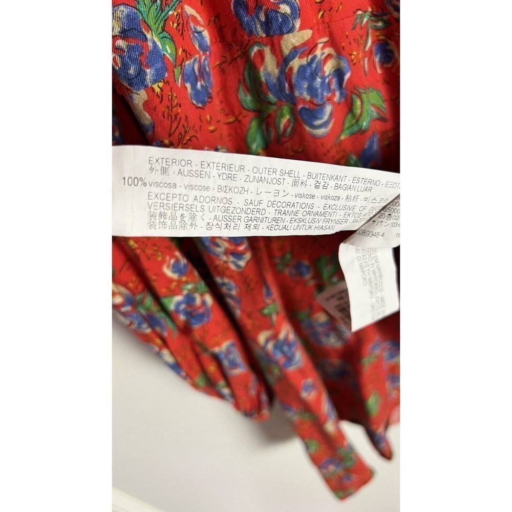 Zara Women Sz S Red‎ Floral Print Long Sleeve V-neck Crossover Mini Romper Dress - Picture 11 of 12